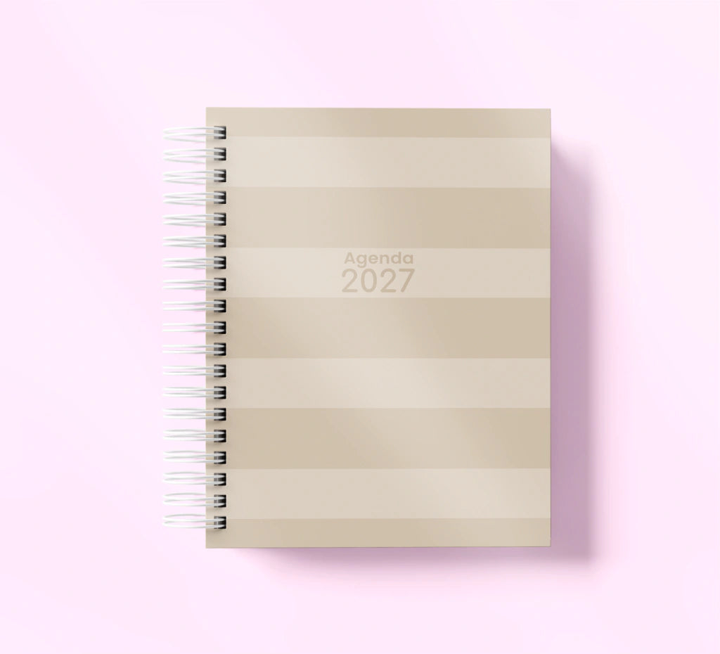 Agenda Con Fecha 2027 Completa | Diseño Rayas