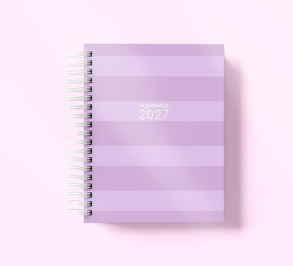 Agenda Con Fecha 2027 Completa | Diseño Rayas