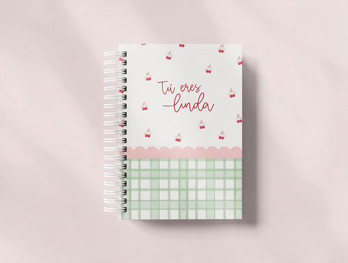 Agenda Con Fecha 2027 Completa | Diseño Cerezas y Vichy Verde
