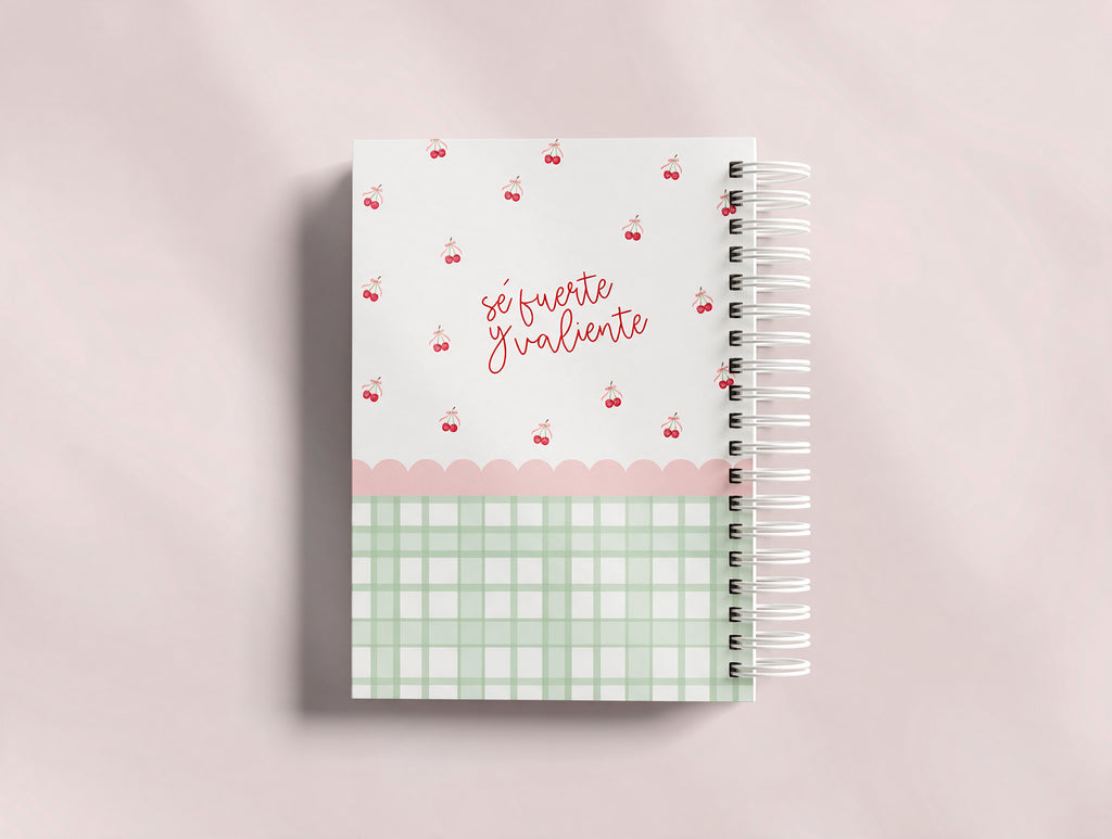 Agenda Sin Fecha Completa | Diseño Cerezas y Vichy Verde