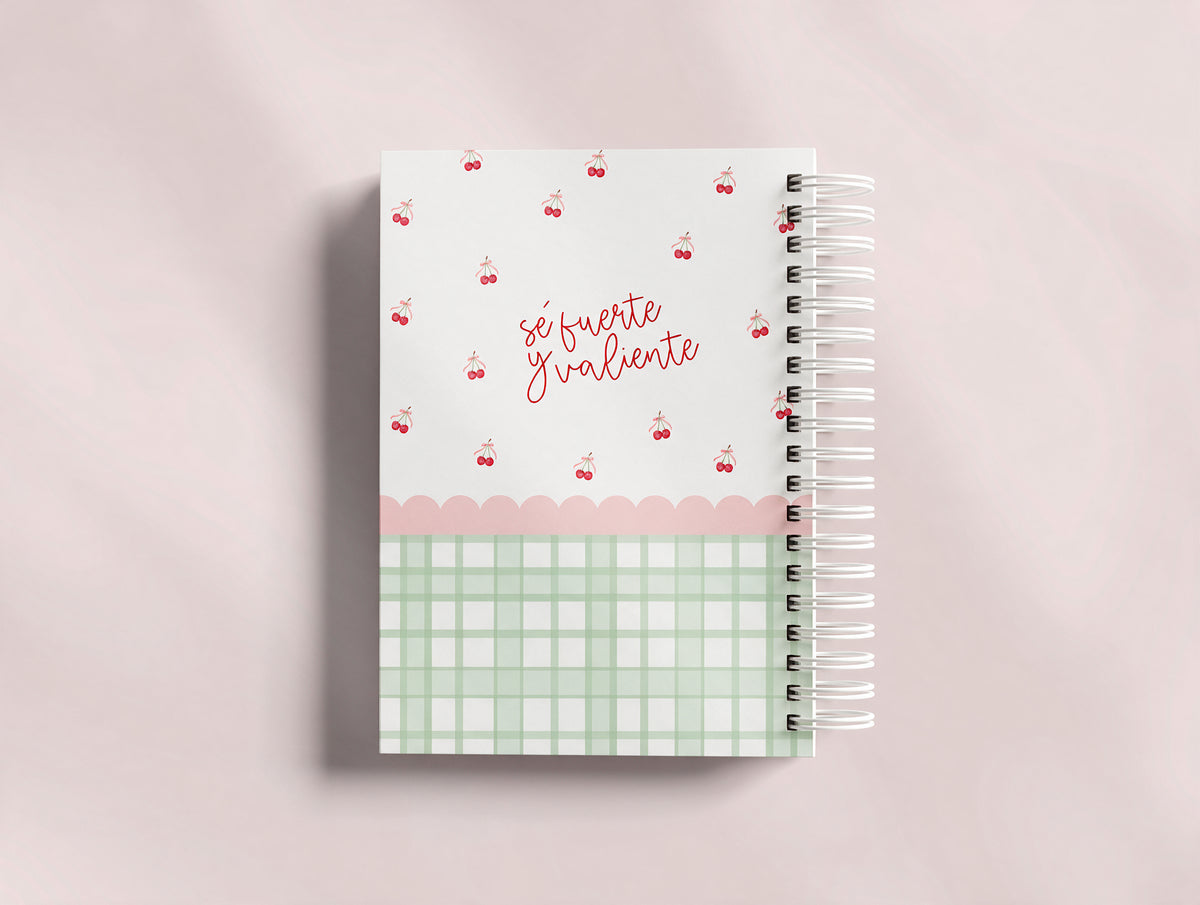 Agenda Sin Fecha Completa | Diseño Cerezas y Vichy Verde