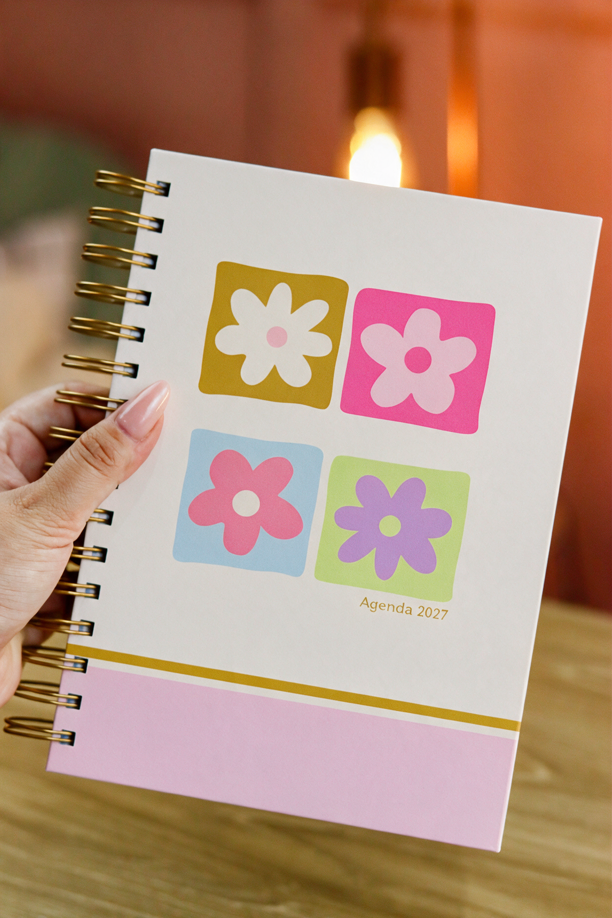 Agenda Con Fecha 2027 Completa | Diseño Flores Retro