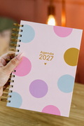 Agenda Con Fecha 2027 Completa | Diseño Lunares Pastel