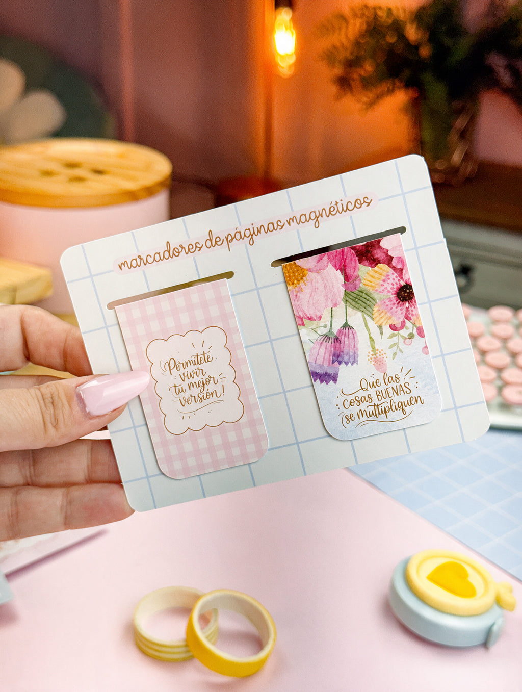 Marcapáginas Magnéticos Vichy y Floral | Pack de 2