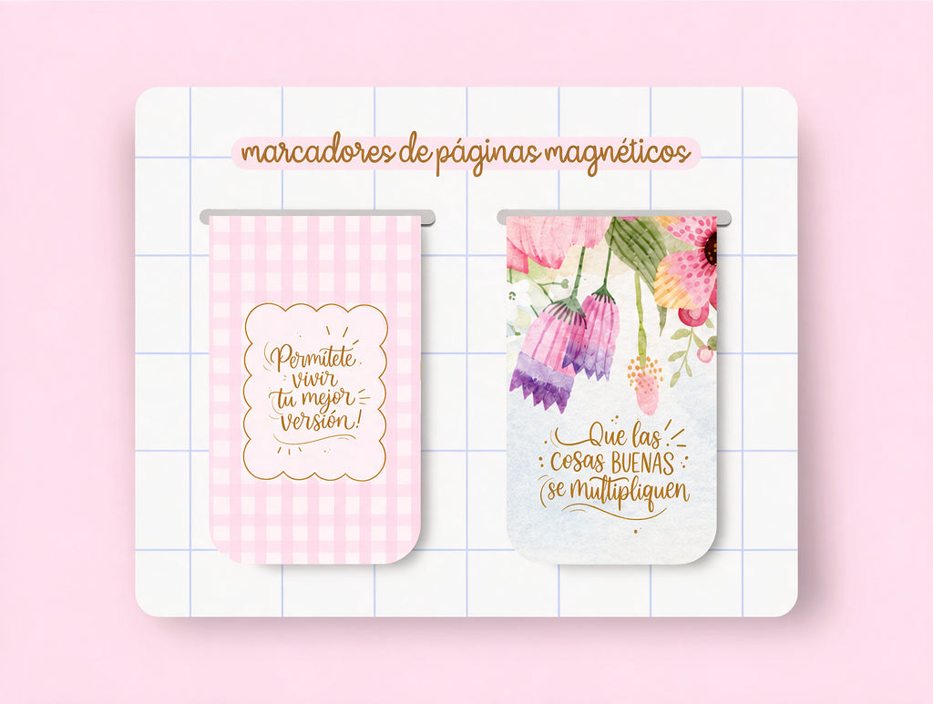 Marcapáginas Magnéticos Vichy y Floral | Pack de 2