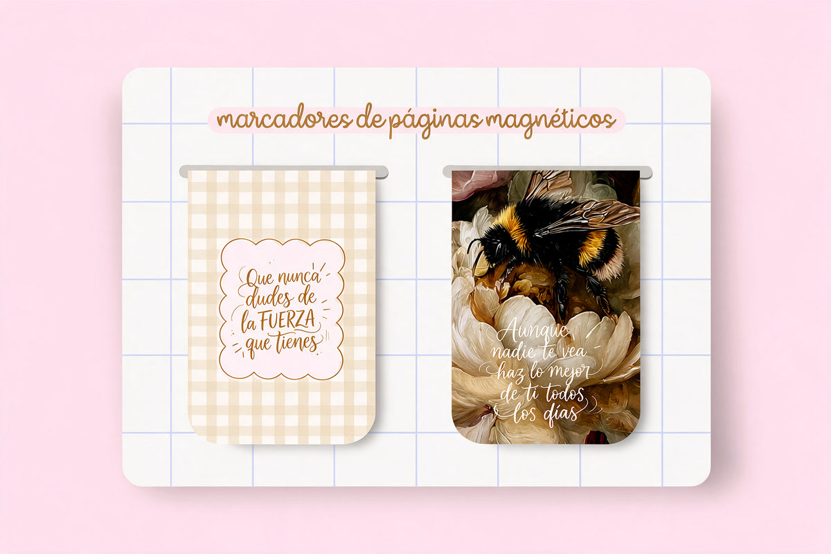 Marcapáginas Magnéticos Vichy y Abeja Vintage | Pack de 2