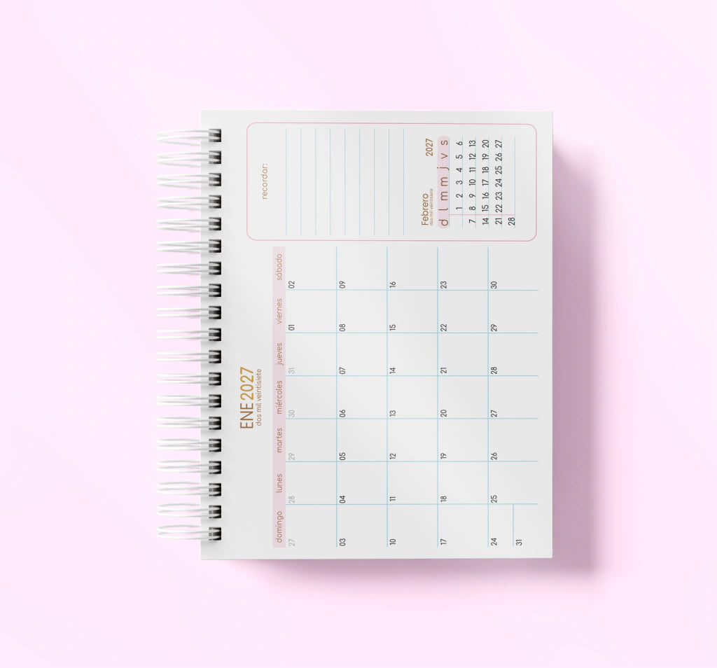 Agenda Con Fecha 2027 Completa | Diseño Flores Retro